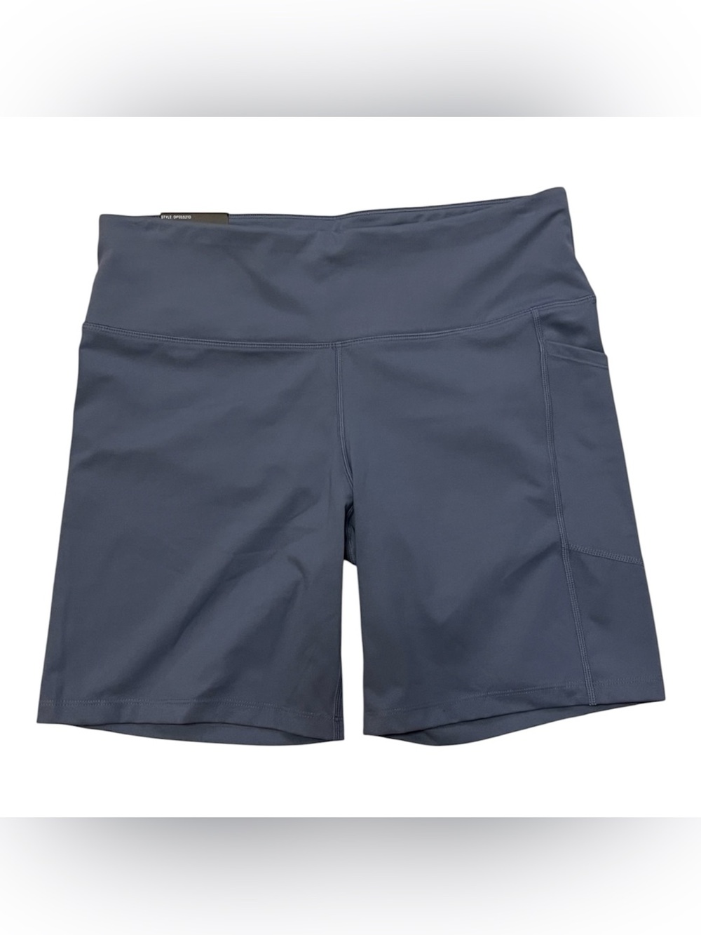 DKNY Slate Blue High-Waist Bike Shorts with Side Pocket